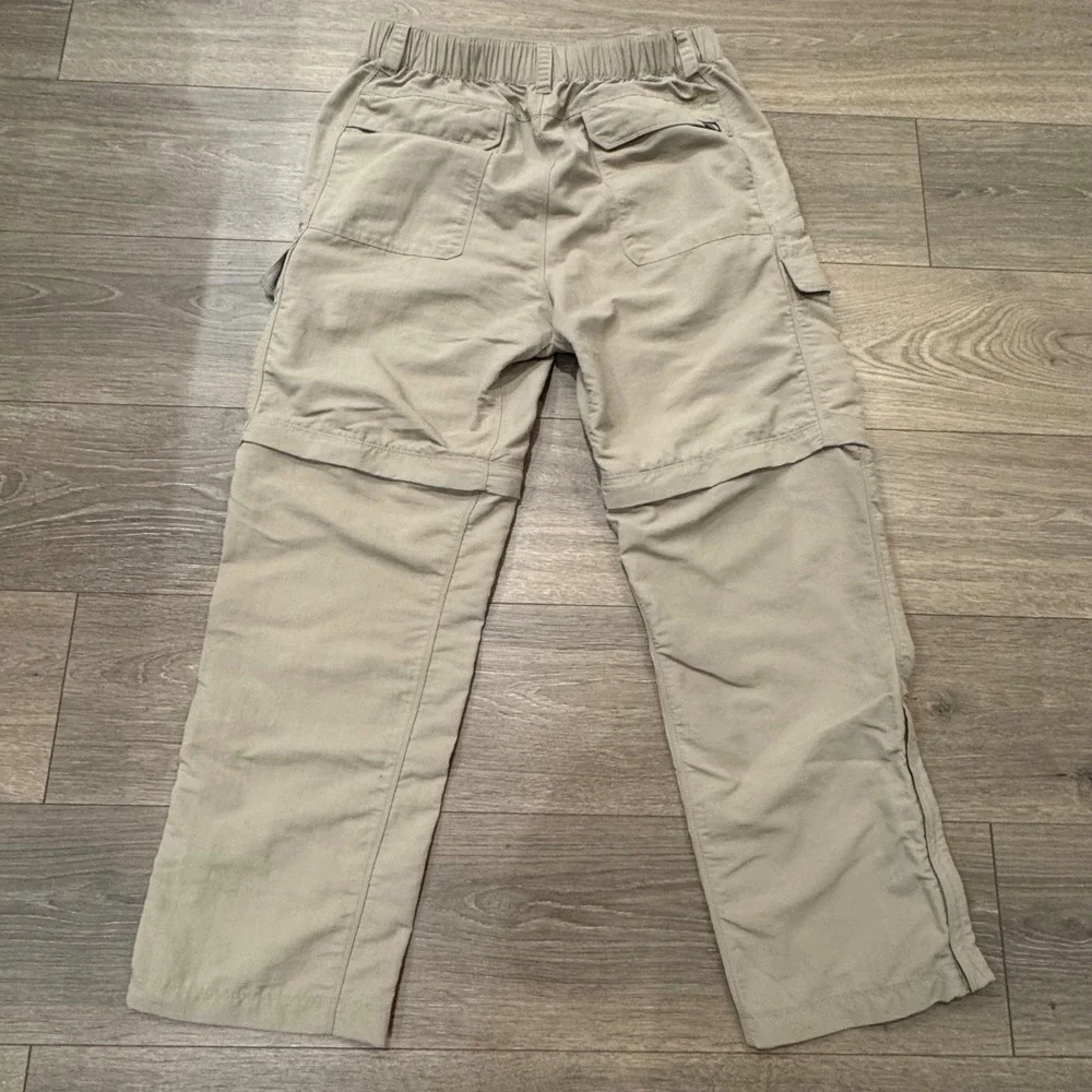 The North Face Men Convertible Hiking Pants Khaki Tan Zip Off Cargo Belted 32x29